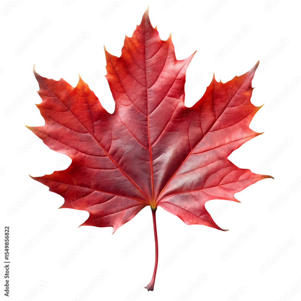 Obraz premium Crimson Maple Leaf A Study in Autumnal Hues isolated on transparent baackground