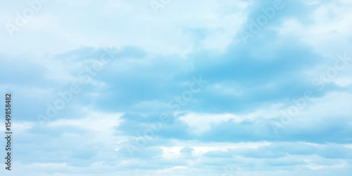 Abstract watercolor blue background. watercolor painting, blue sky overcast above the clouds in horizontal view, beautiful cloudscape for white natural canvas image 