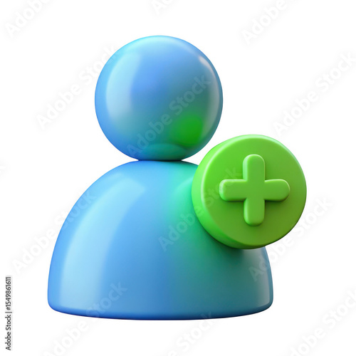 3d add user icon realistic 3d render isolated on transparent background