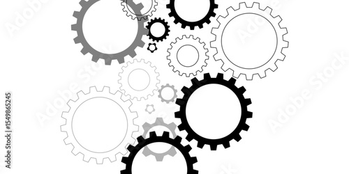 Setting gears icon. Cogwheel group. Gear design collection on white background. Gear mechanism settings tools template banner. progress, construction concept, or UI element. Vector illustration.	
