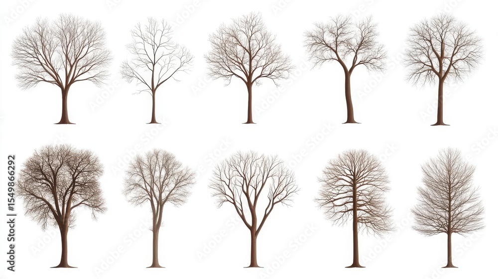 Fototapeta premium Bare Trees: Winter Deciduous Collection