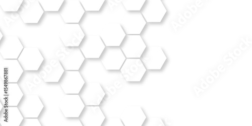Abstract 3d geometrical background. Surface polygon pattern with glowing hexagon paper texture and futuristic business. wallpaper Illustration. Futuristic abstract honeycomb mosaic white background.  