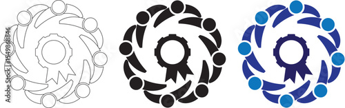 Unified Synergy White Paper Effect Teamwork Vector Illustration Icon logo, ideal visual representation for team building, project management, leadership, and workplace dynamics.