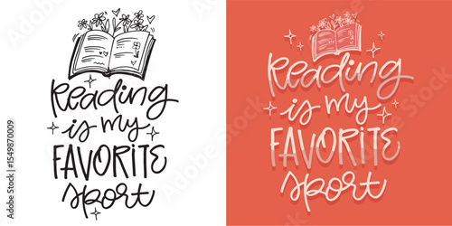 Cute hand drawn doodle lettering quote about books and reading. Lettering for t-shirt design, mug print, bag print, clothes fashion. 100% hand drawn vector image.