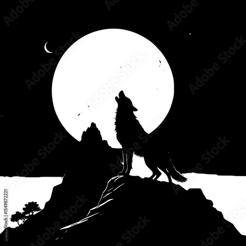 wolf howling at the moon