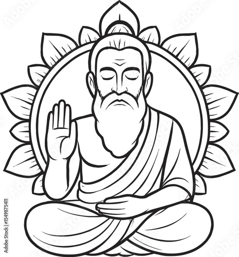 
Png of guru with Blessing Hand in Lotus Pose Spiritual Illustration png