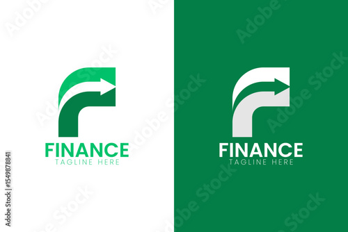 Financial logo with initial F and geometric arrow shape. Suitable for business, marketing, etc.