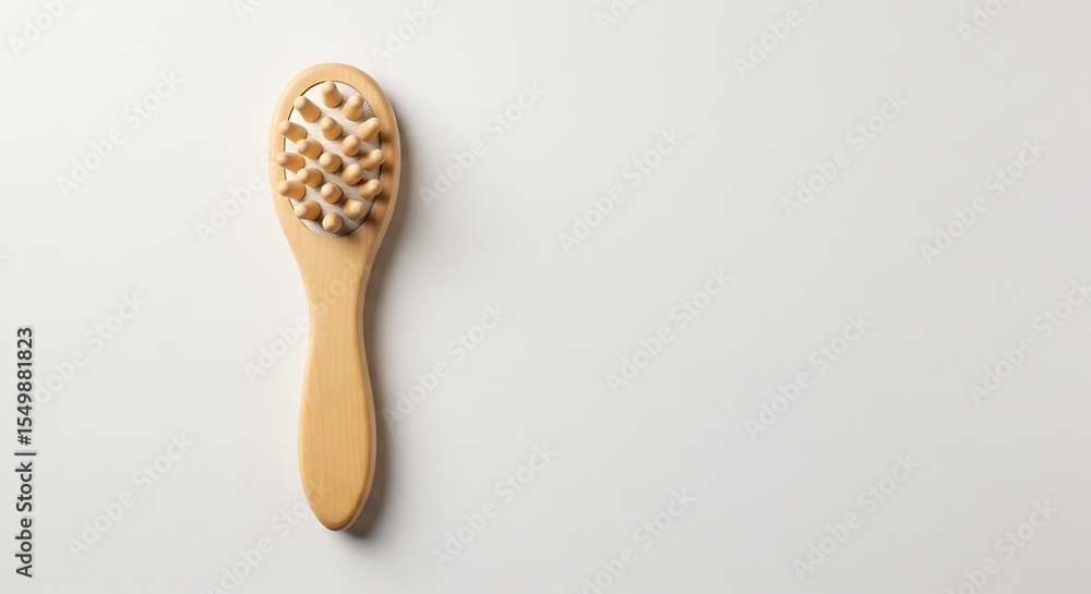 Fototapeta premium Wooden Hairbrush on White Background