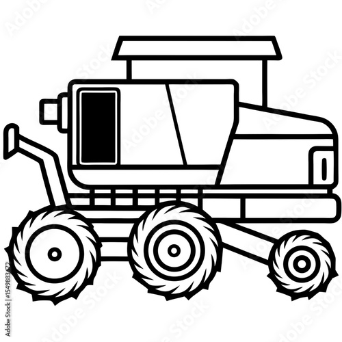 Combine Harvester line art vector