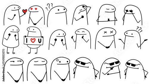 cute vector cartoon character illustration abstract black lines suitable for stickers, covers, memes