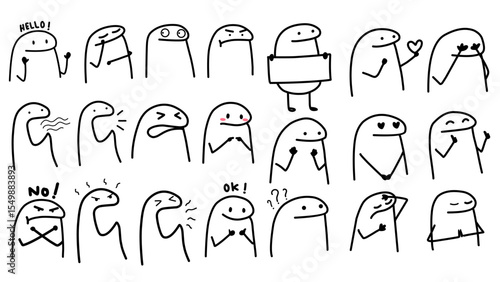 cute vector cartoon character illustration abstract black lines suitable for stickers, covers, memes