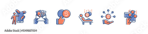 simple salary financial earning paycheck icon line set business investment profit gain passive income signs vector illustration