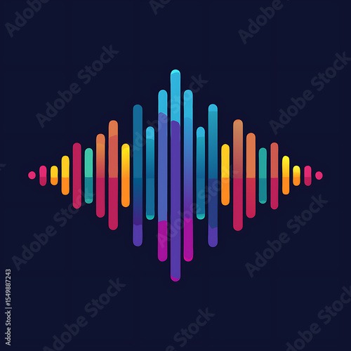 Colorful gradient waveform representing abstract digital audio frequency signal, AI Generated