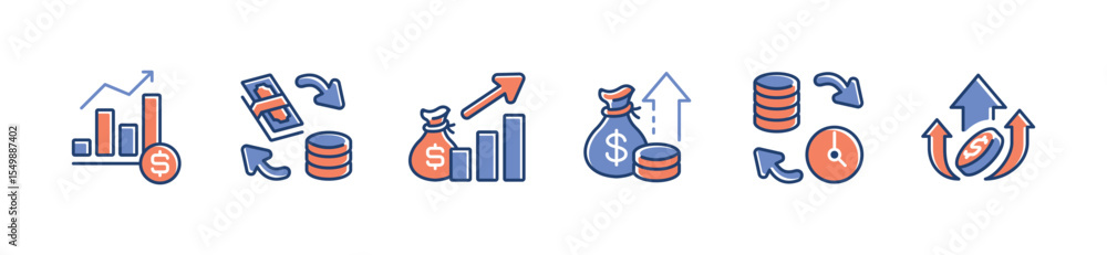 financial money arrow icon line set business profit growth success earning signs vector illustration financial money arrow icon line set business profit growth success earning signs vector illustration