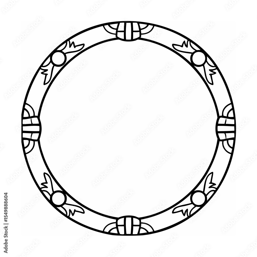 Obraz premium Black and White Circular Frame with Geometric Design Elements