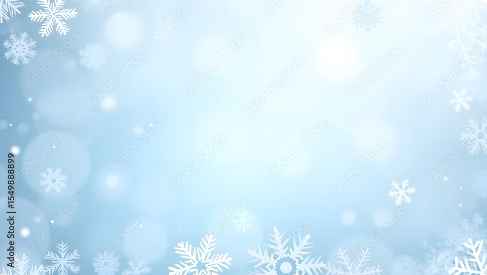 Soft Winter Snow Background with Frosty Snowflakes and Glowing Light Bokeh Soft Winter Snow Background with Frosty Snowflakes and Glowing Light Bokeh