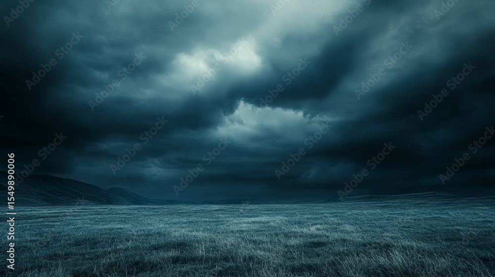 Fototapeta premium Dramatic Stormy Sky Over Grassland