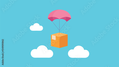 box flying with cloud computing concept illustration