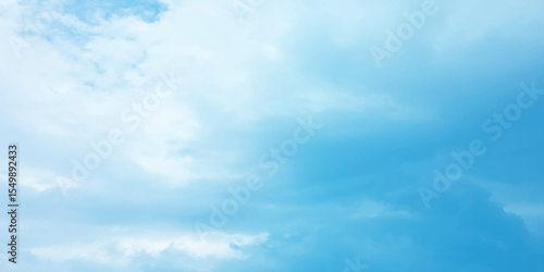 Abstract watercolor blue background. watercolor painting, blue sky overcast above the clouds in horizontal view, beautiful cloudscape for white natural canvas image 