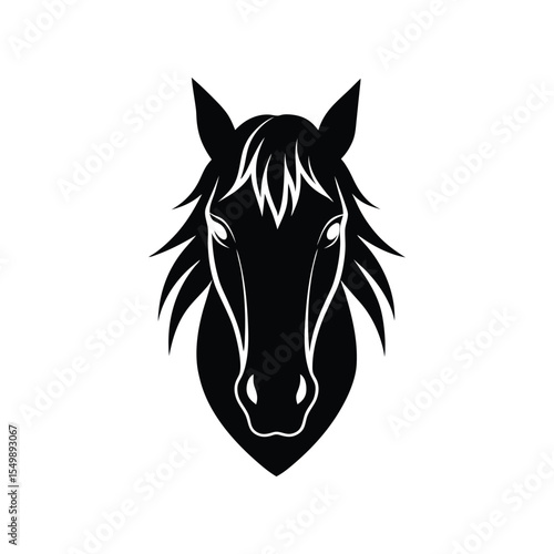 Silhouette art illustration of a Percheron horse face.eps