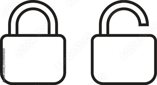 Lock icon. locked and unlocked black outline icon set for app, ui, ux and website. vector illustration on transparent background.