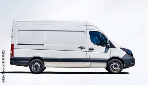 clean blank white delivery van isolated on empty background side view of plain car cargo carrier with large space for design transportation logistics mockup ai generated