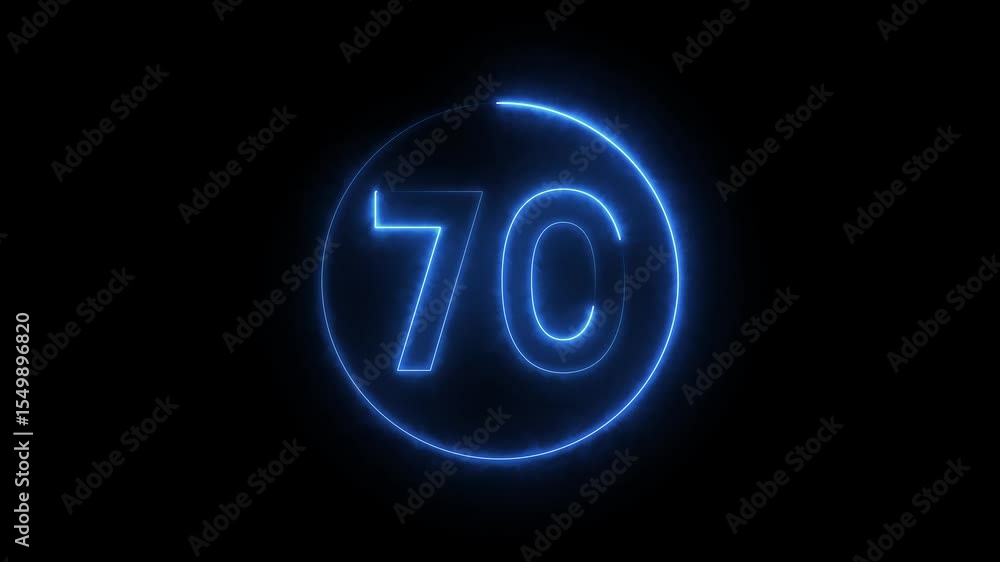 Neon line number animation. Neon countdown number on black background. Neon line number animation. Neon countdown number on black background.