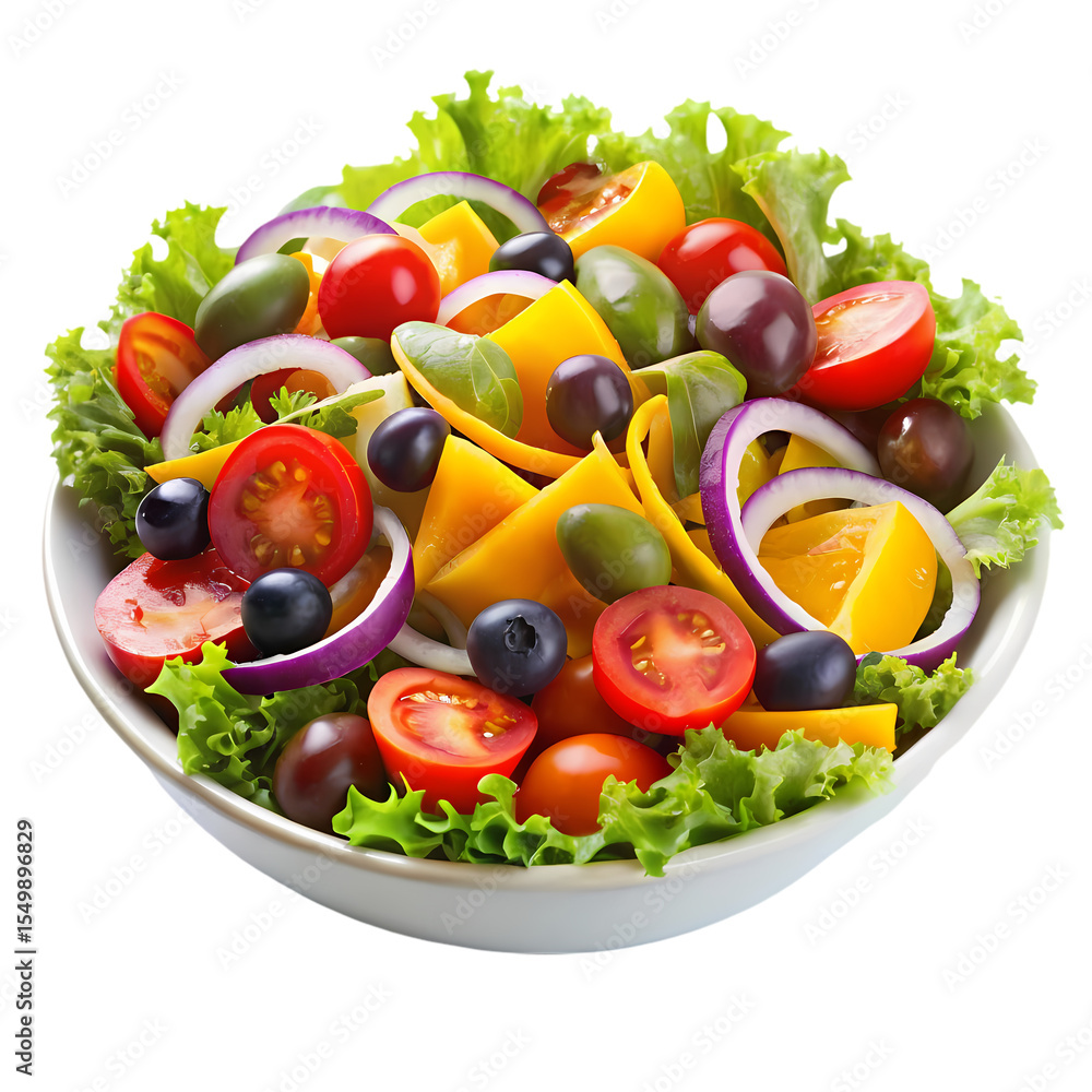 Vibrant Mediterranean Salad isolated on transparent baackground Vibrant Mediterranean Salad isolated on transparent baackground