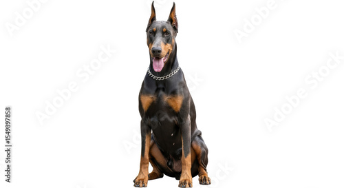 Cuadro en lienzo Isolated Doberman Dog Sitting