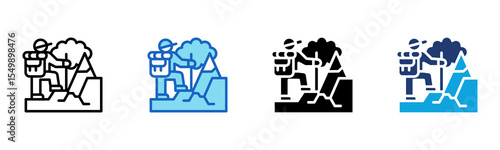 Hiking icon Multi Style Vector Illustration
