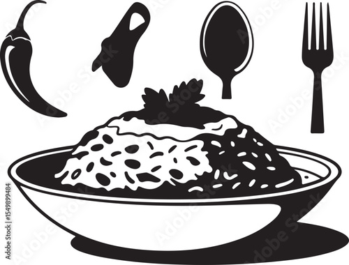 Biryani Plate, Food Silhouette