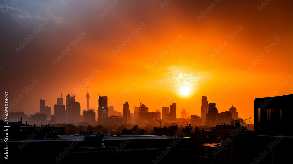 Naklejka premium Industry metallurgical plant dawn smoke smog emissions bad ecology. Concept of air pollution in the city. Call for urgent action to protect the environment.