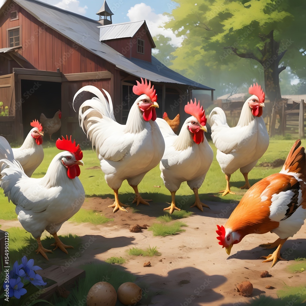 Fototapeta premium free range chickens