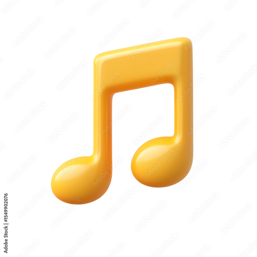 Bright yellow 3d musical note symbol on a black background Bright yellow 3d musical note symbol on a black background