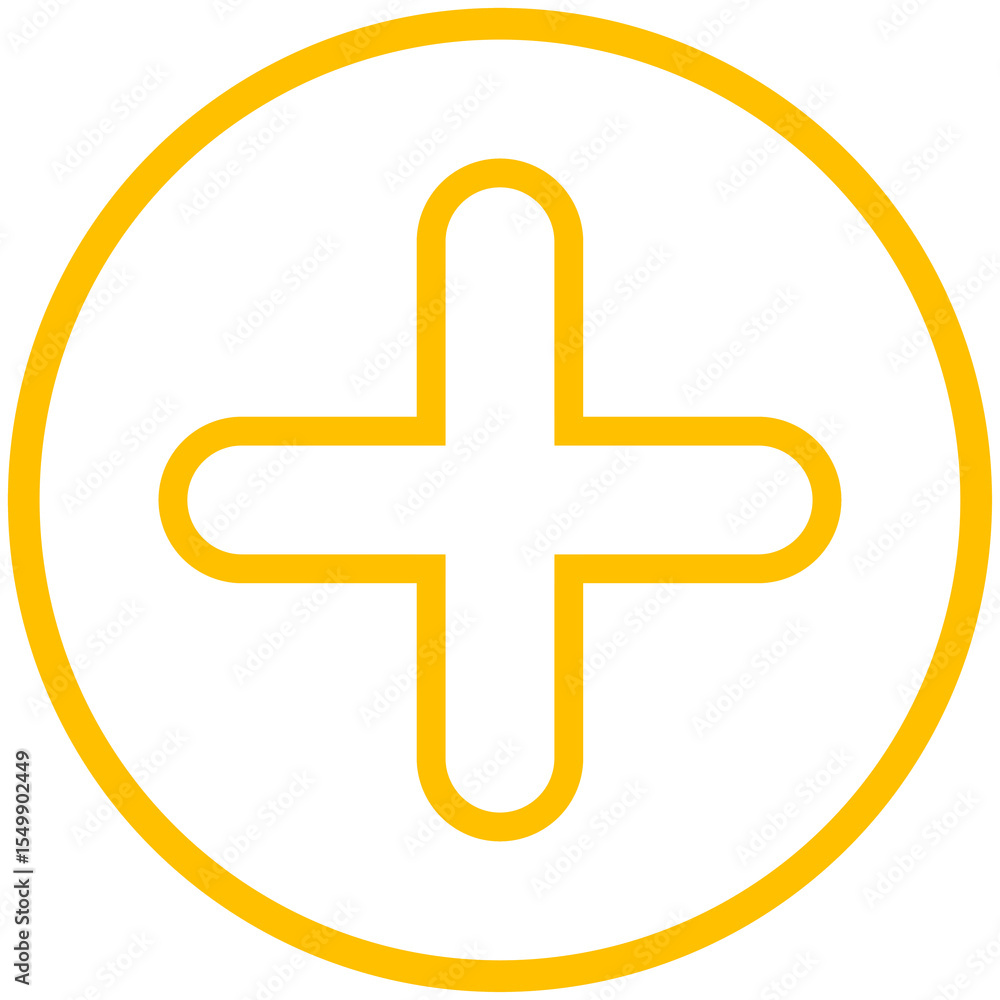 Fototapeta premium round back outline yellow plus symbol