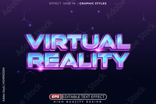 Editable 3d neon text effect virtual reality for gaming poster and flyer design