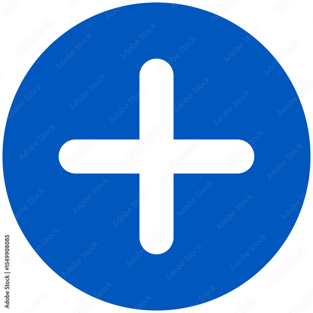 Obraz premium round back blue plus symbol