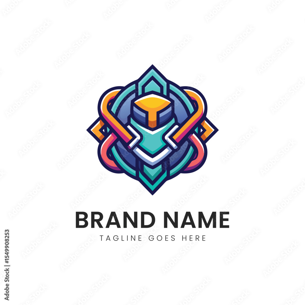 An abstract, colorful logo design featuring intricate geometric shapes and vibrant colors, ideal for modern branding. Perfect for tech or creative industries. An abstract, colorful logo design featuring intricate geometric shapes and vibrant colors, ideal for modern branding. Perfect for tech or creative industries.