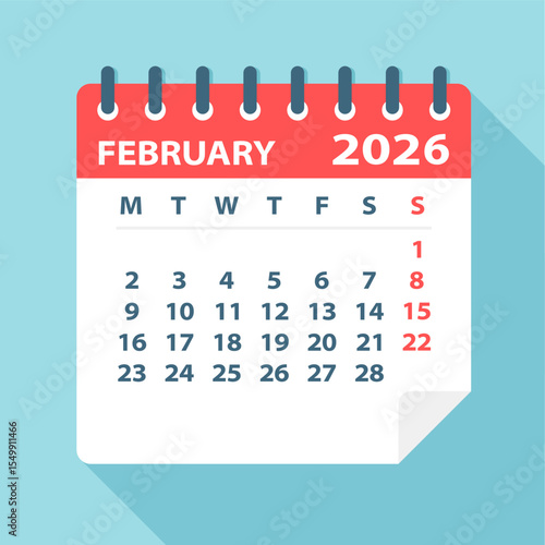 February 2026 Calendar Leaf - Vector Illustration