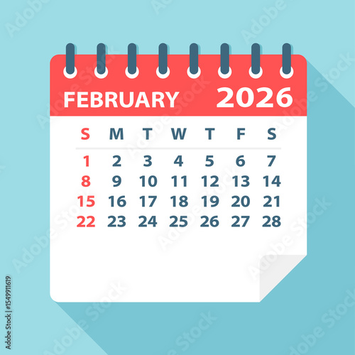 February 2026 Calendar Leaf - Vector Illustration