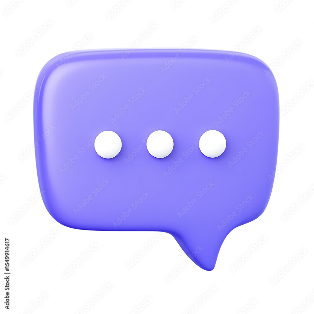 3d rendered purple speech bubble with three white dots 3d rendered purple speech bubble with three white dots