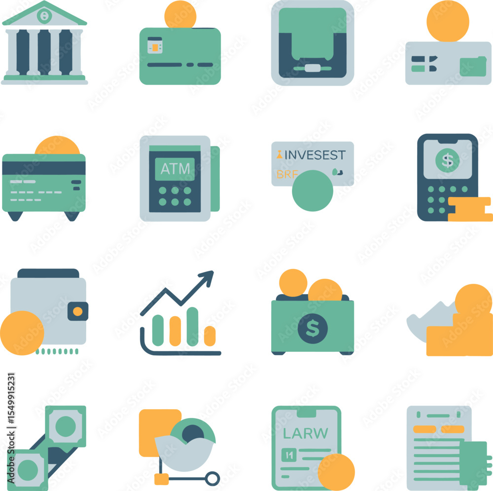 Banking black Flat Icons set Banking black Flat Icons set