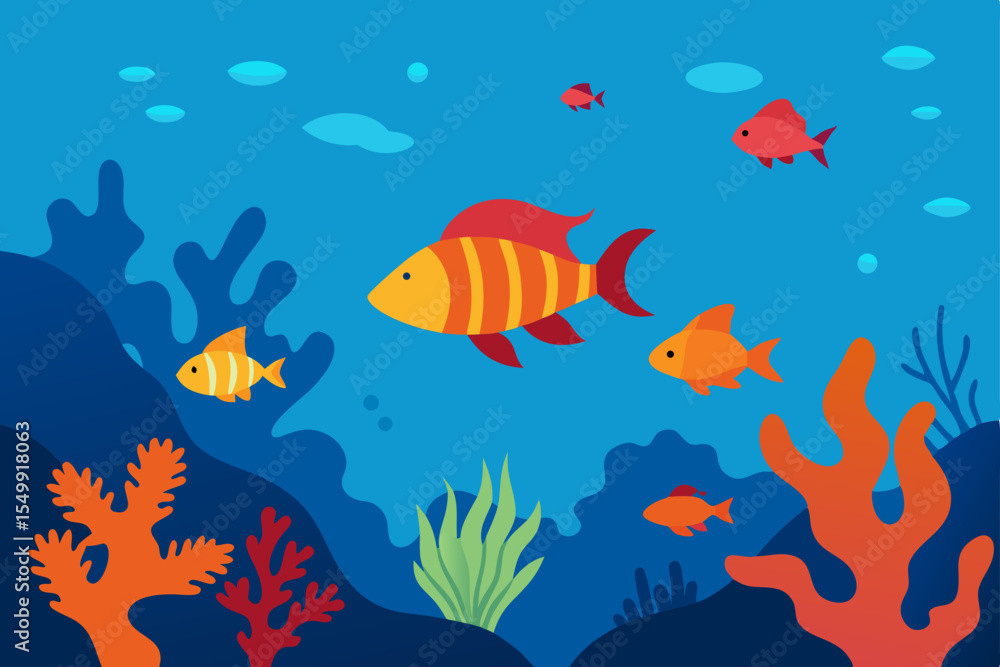 Naklejka premium coral reef with fishes