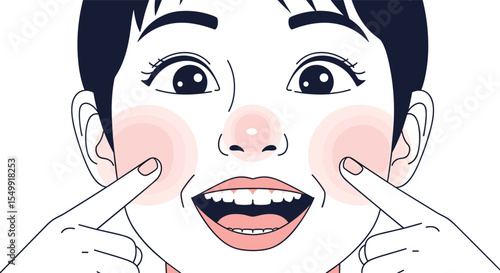 Smiling Face Close Up of a Person with Pink Cheeks and White Teeth