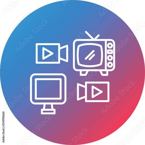 Mass Media Line Gradient Circle Background Icon