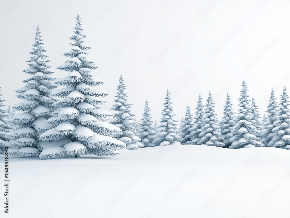 Fototapeta premium Snowy pine forest scene