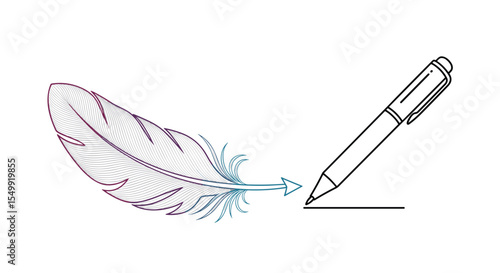The Interplay of Feather and Pen A Symbolic Representation of Writing and Creativity