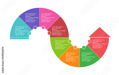 Colorful circular flowchart and list hierarchy infographics