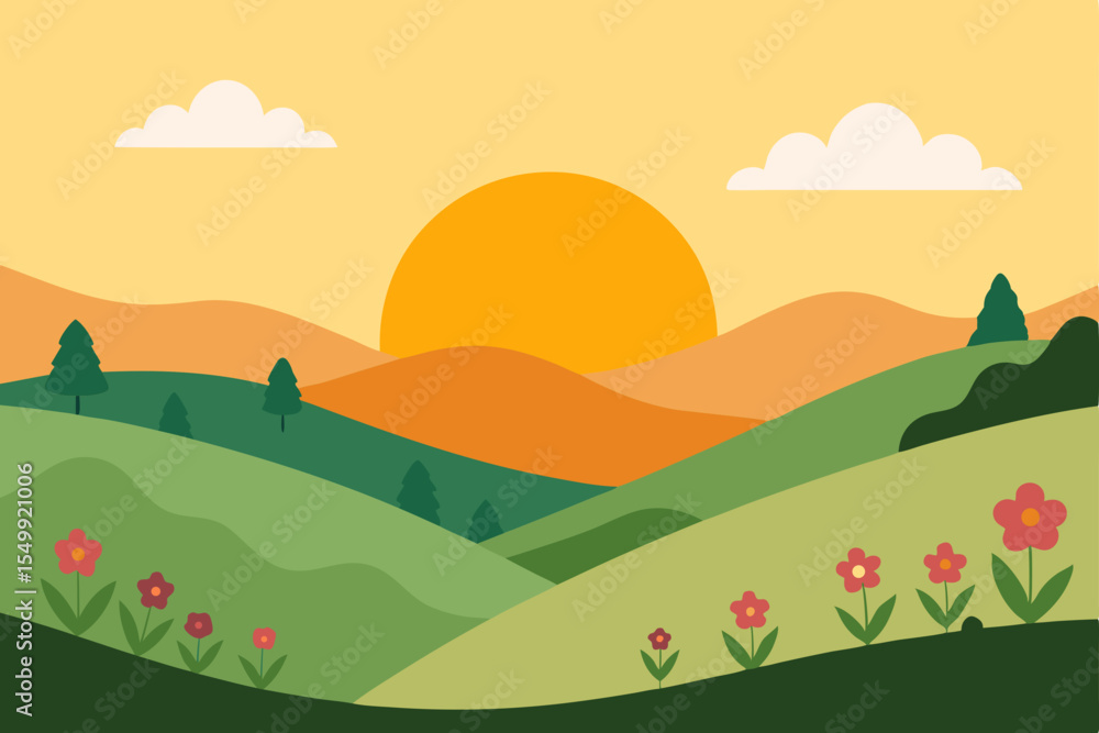 Fototapeta premium landscape with mountains and hills