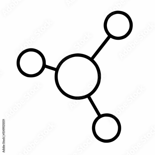 Central circle with three connected satellites. Topic hub visualization